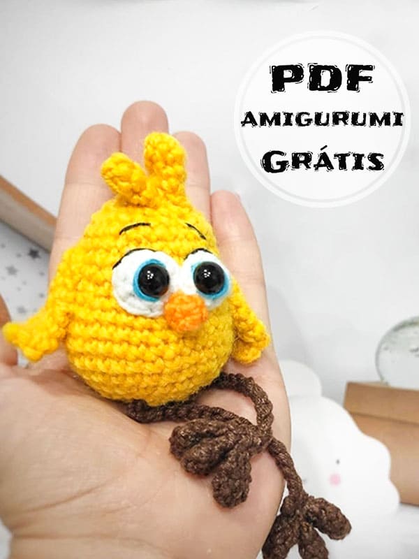 PDF Crochê de Pássaro Amarelo Receita de Amigurumi Grátis