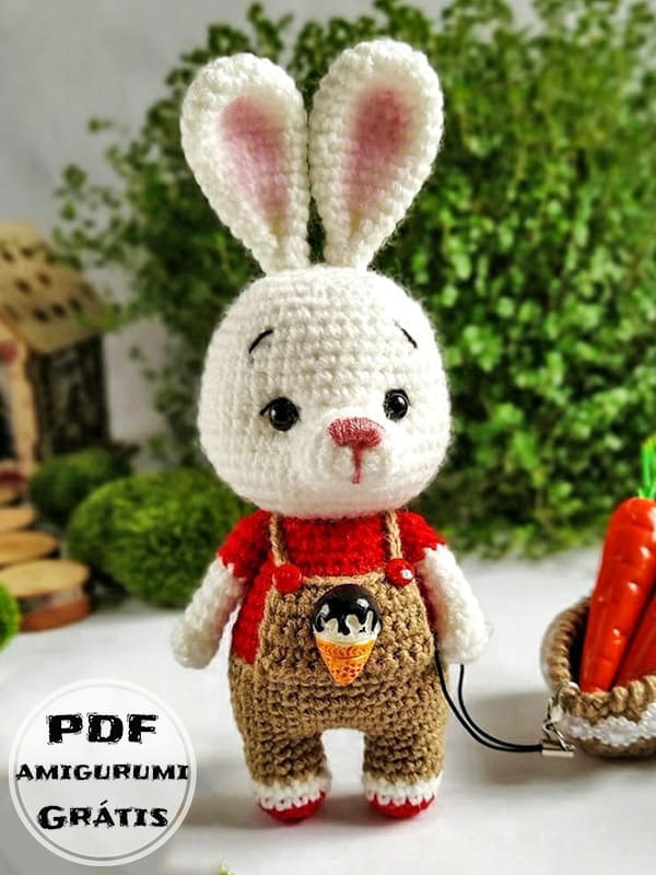 Coelho em Macacão Amigurumi Receita de PDF Grátis