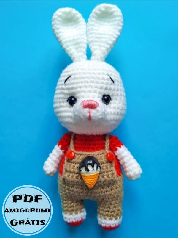 Coelho em Macacão Amigurumi Receita de PDF Grátis