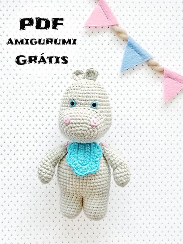 Pequeno Hipopótamo Crochê Receita de Amigurumi PDF Grátis